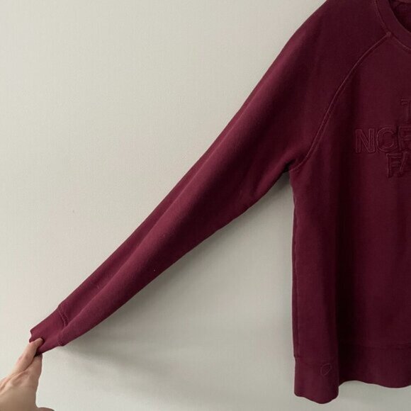 The North Face Crew Neck Embroidered Logo Casual Pullover Sweatshirt Red L - Picture 4 of 7